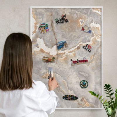 Magnetisch bord voor de muur met witte lijst Marmeren elegantie