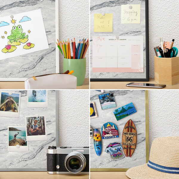 Magnetisch bord voor de muur met witte lijst Grijze elegantie