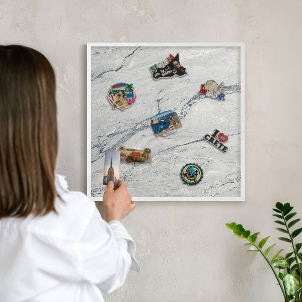 Magnetisch bord voor de muur met witte lijst Grijze elegantie