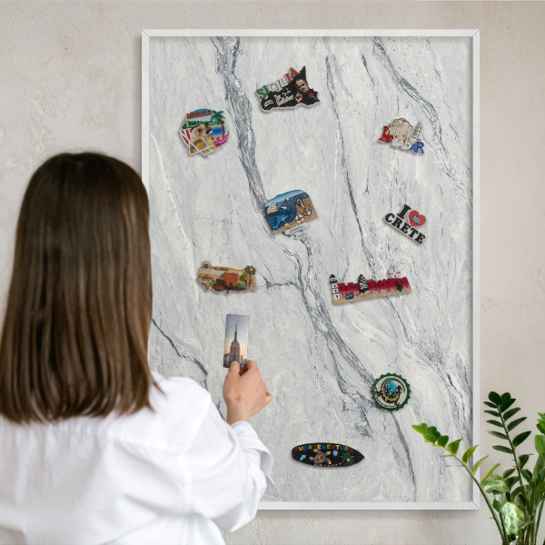 Magnetisch bord voor de muur met witte lijst Grijze elegantie