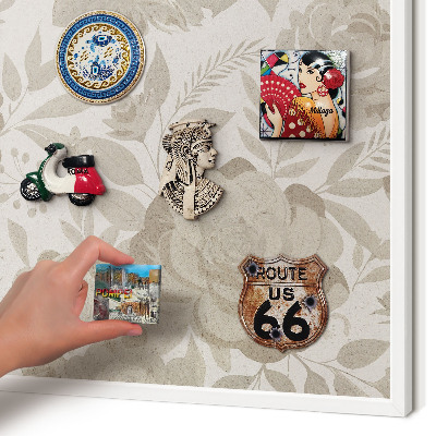Magnetisch bord van metaal in een witte lijst Vintage bloemen