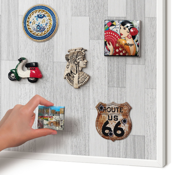 Magnetisch bord voor de muur met witte lijst Houtstructuur