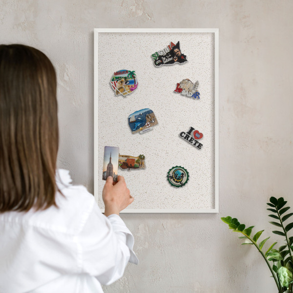 Magnetisch bord voor de muur met witte lijst Kleine puntjes