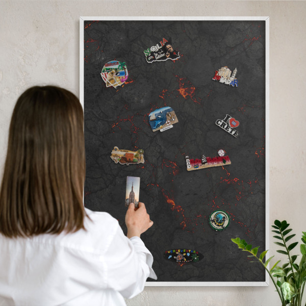 Magnetisch bord voor de muur met witte lijst Vulkanische lava