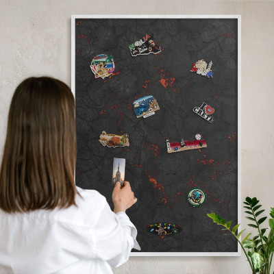 Magnetisch bord voor de muur met witte lijst Vulkanische lava