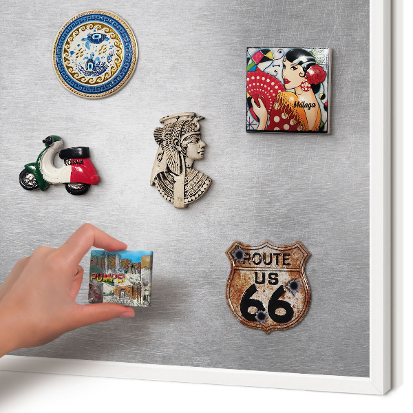 Magnetisch bord voor de muur met witte lijst Metaalachtig oppervlak