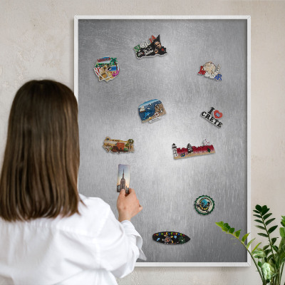 Magnetisch bord voor de muur met witte lijst Metaalachtig oppervlak