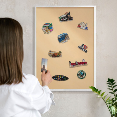 Magnetisch bord van metaal in een witte lijst Romige Harmonie