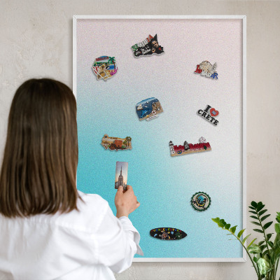 Magnetisch bord voor de muur met witte lijst Pastel abstractie