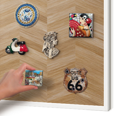 Magnetisch bord voor de muur met witte lijst Houten visgraatmotief