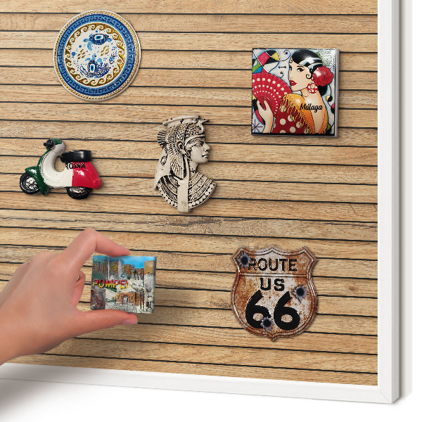 Magnetisch bord voor de muur met witte lijst Houten planken