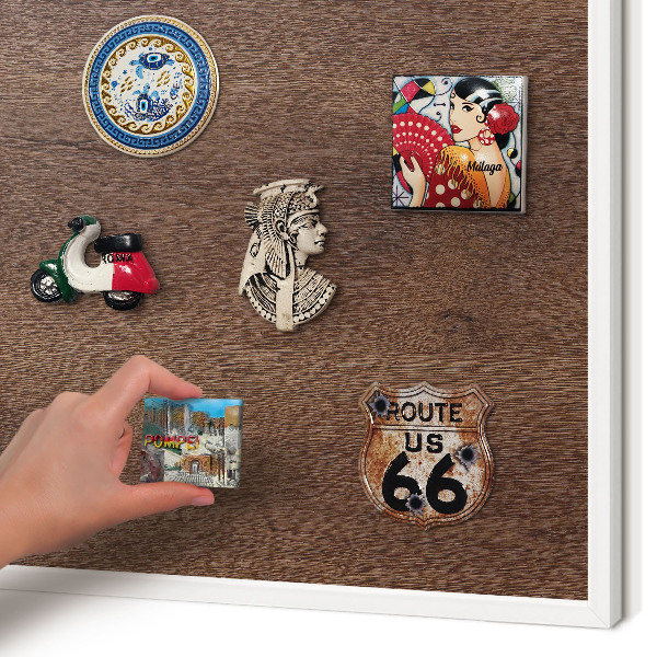 Magnetisch bord voor de muur met witte lijst Bruin hout