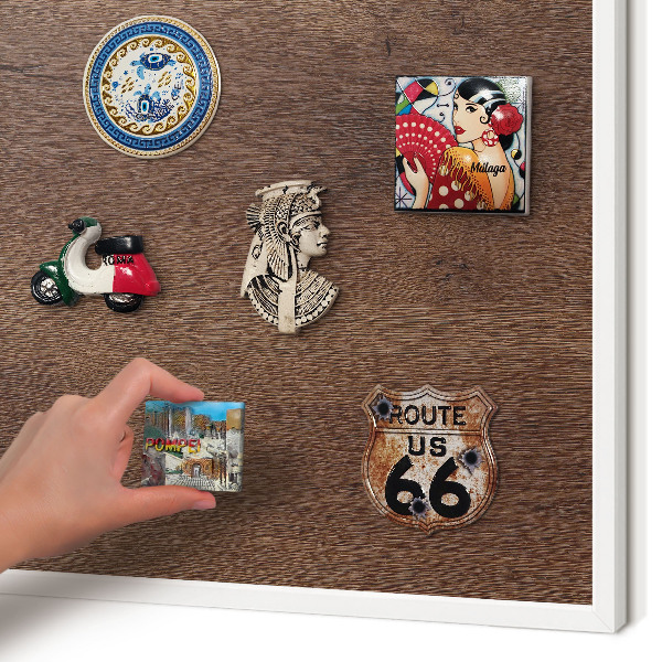 Magnetisch bord voor de muur met witte lijst Bruin hout