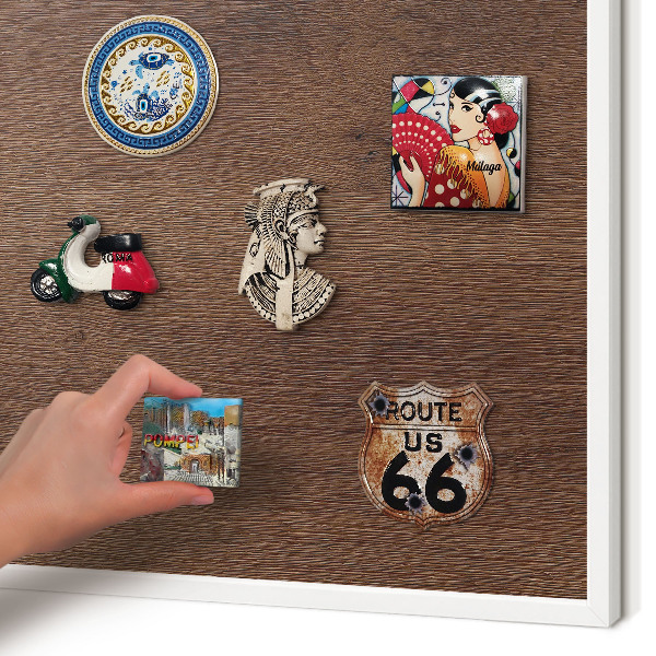 Magnetisch bord voor de muur met witte lijst Bruin hout