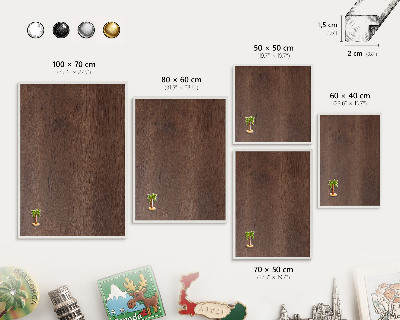 Magnetisch bord voor de muur met witte lijst Bruin hout