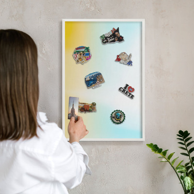 Magnetisch bord van metaal in een witte lijst Pastel ontspanning