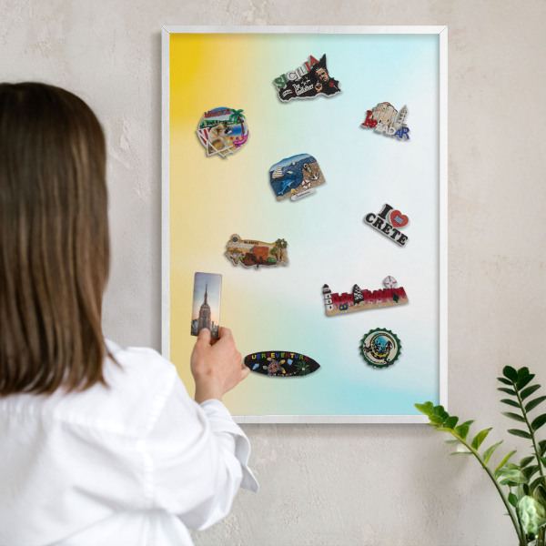 Magnetisch bord van metaal in een witte lijst Pastel ontspanning
