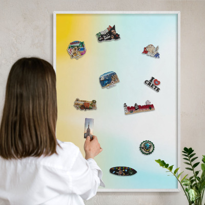 Magnetisch bord van metaal in een witte lijst Pastel ontspanning