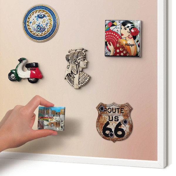 Magnetisch bord voor de muur met witte lijst Zachtbeige