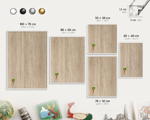 Magnetisch bord voor de muur met witte lijst Houten achtergrond