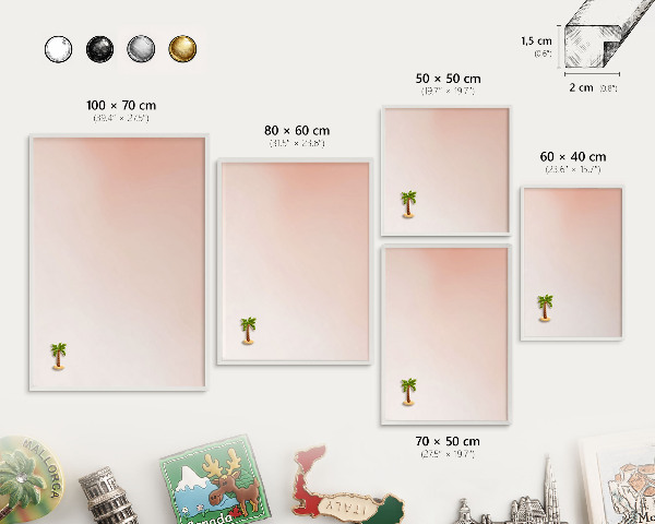Magnetisch bord voor de muur met witte lijst Pastel Charm