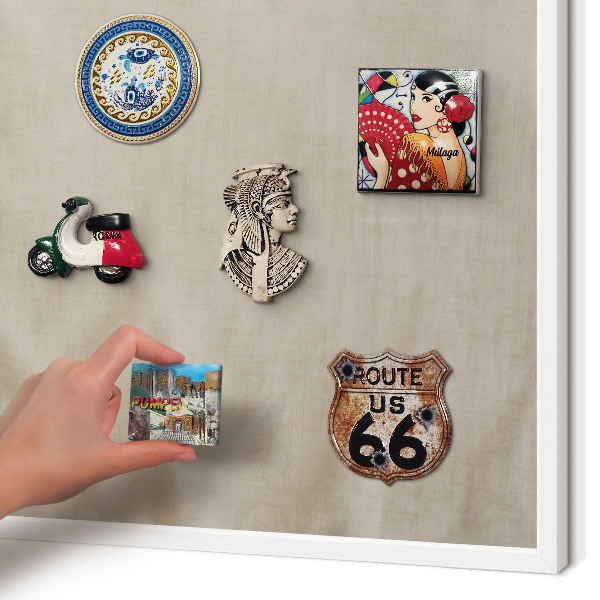 Magnetisch bord voor de muur met witte lijst Beige rustig
