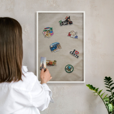 Magnetisch bord voor de muur met witte lijst Beige rustig