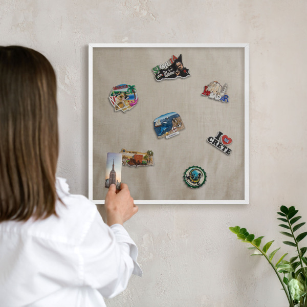Magnetisch bord voor de muur met witte lijst Beige rustig