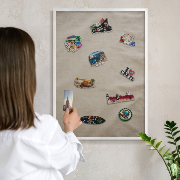 Magnetisch bord voor de muur met witte lijst Beige rustig