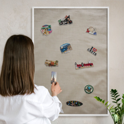 Magnetisch bord voor de muur met witte lijst Beige rustig