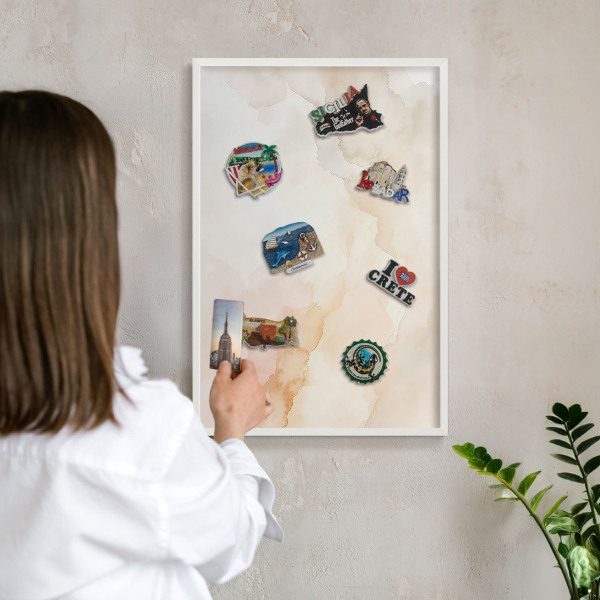 Magnetisch bord voor de muur met witte lijst Pastel vrede