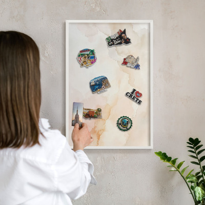 Magnetisch bord voor de muur met witte lijst Pastel vrede