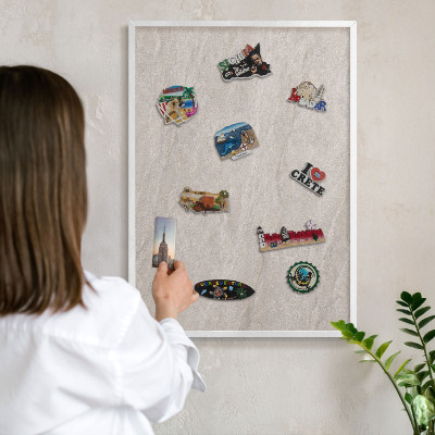 Magnetisch bord voor de muur met witte lijst Verfijnde elegantie