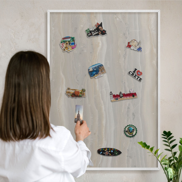 Magnetisch bord voor de muur met witte lijst Marmertextuur