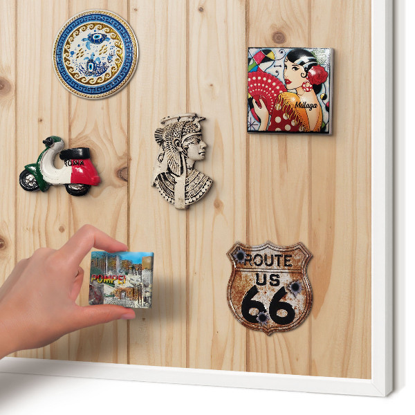 Magnetisch bord voor de muur met witte lijst Houten patroon