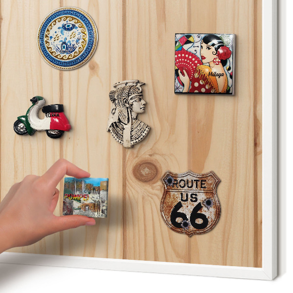 Magnetisch bord voor de muur met witte lijst Houten patroon