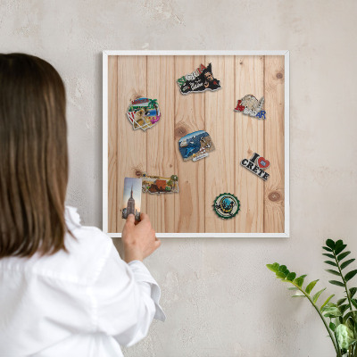 Magnetisch bord voor de muur met witte lijst Houten patroon