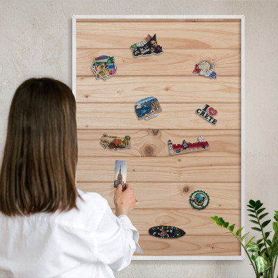 Magnetisch bord voor de muur met witte lijst Houten patroon