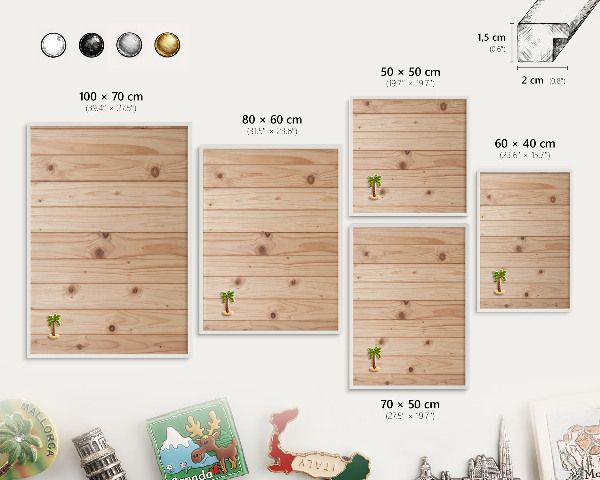 Magnetisch bord voor de muur met witte lijst Houten patroon