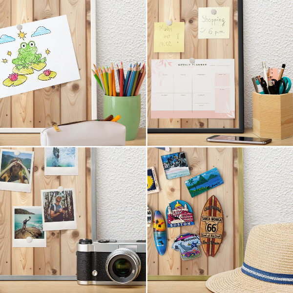 Magnetisch bord voor de muur met witte lijst Houten planken