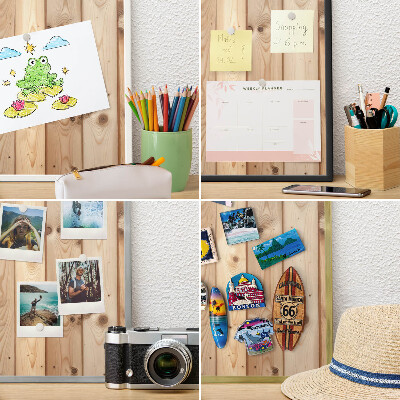Magnetisch bord voor de muur met witte lijst Houten planken