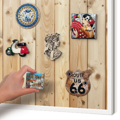 Magnetisch bord voor de muur met witte lijst Houten planken