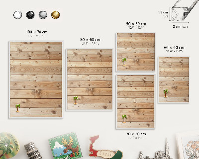 Magnetisch bord voor de muur met witte lijst Houten planken