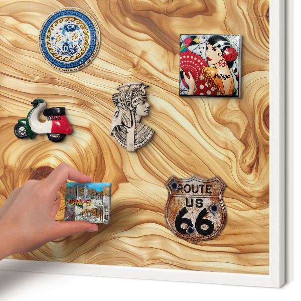 Magnetisch bord voor de muur met witte lijst Houtstructuur