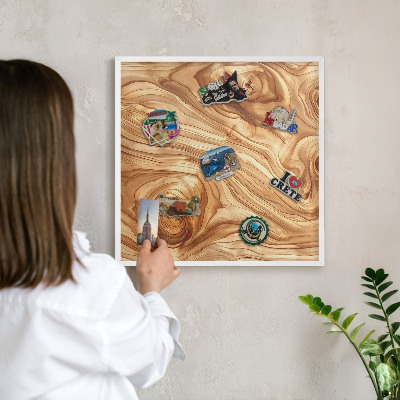 Magnetisch bord voor de muur met witte lijst Houtstructuur