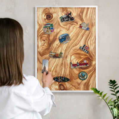 Magnetisch bord voor de muur met witte lijst Houtstructuur