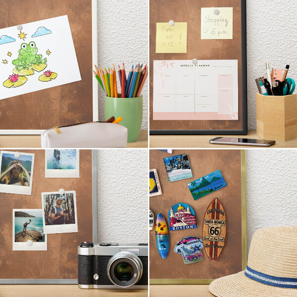 Magnetisch bord voor de muur met witte lijst Bruine textuur