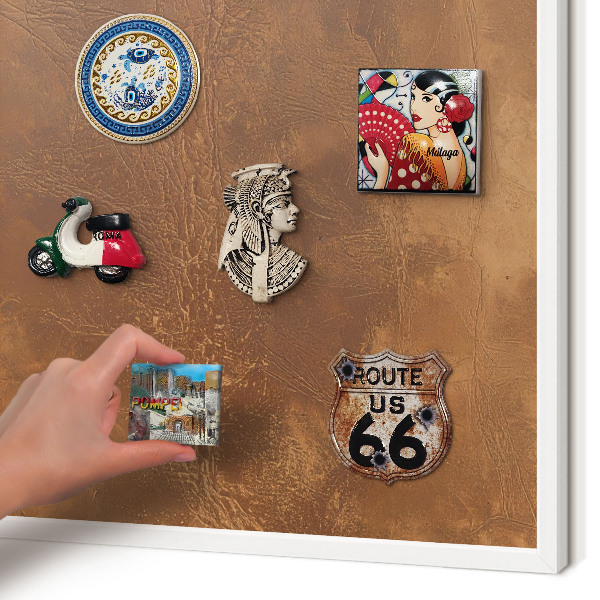 Magnetisch bord voor de muur met witte lijst Bruine textuur