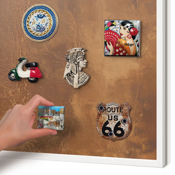 Magnetisch bord voor de muur met witte lijst Bruine textuur