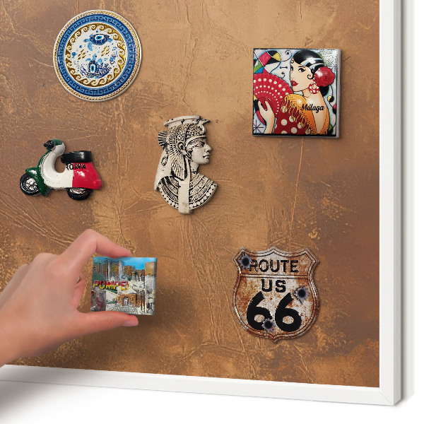 Magnetisch bord voor de muur met witte lijst Bruine textuur